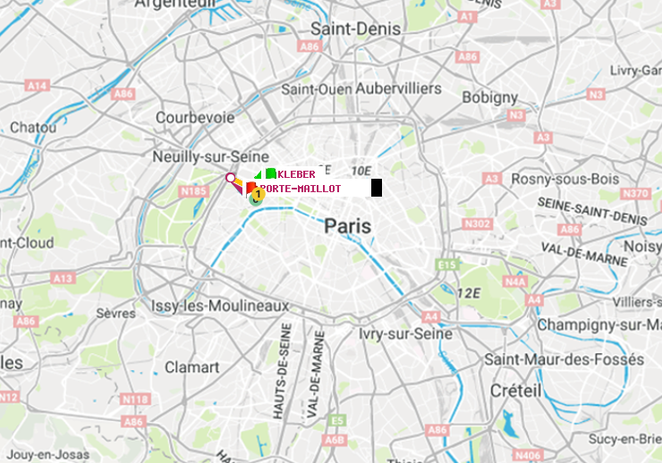 plan itinéraire ratp de Kléber à Porte Maillot