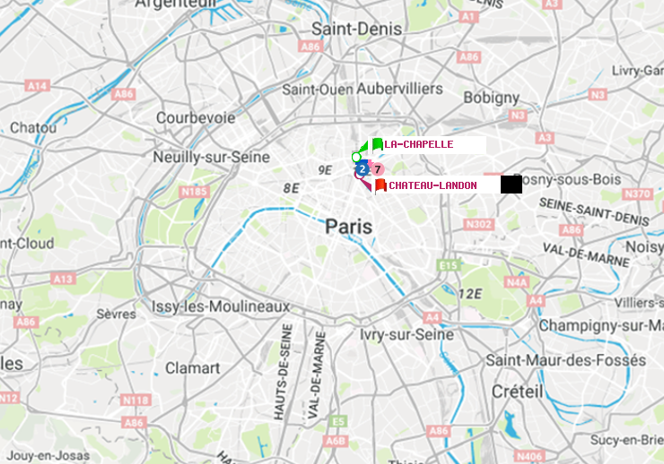 plan itinéraire ratp de La Chapelle à Château Landon