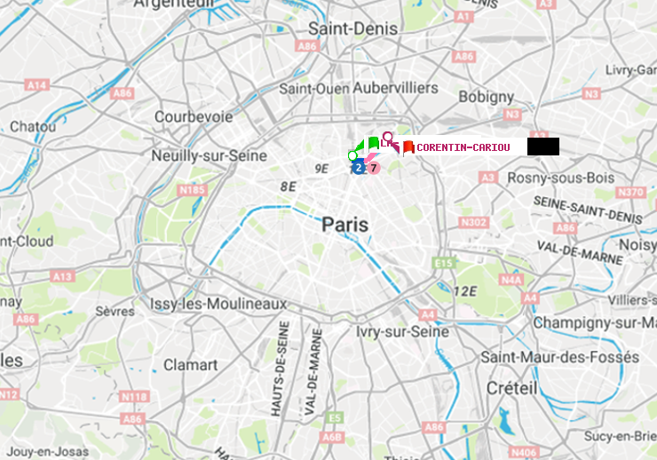 plan itinéraire ratp de La Chapelle à Corentin-Cariou