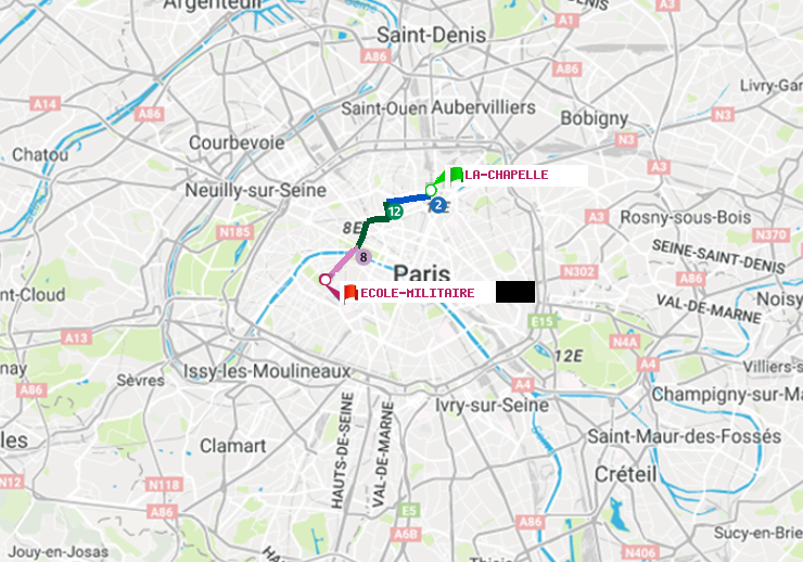 plan itinéraire ratp de La Chapelle à Ecole Militaire
