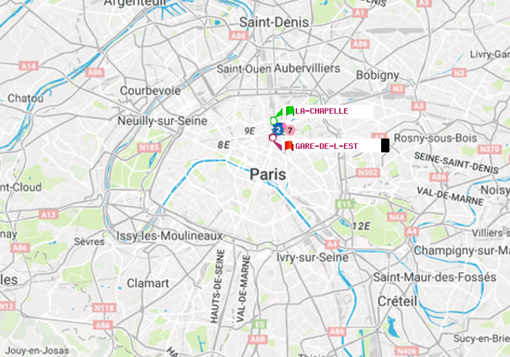 plan itinéraire ratp de La Chapelle à Gare de l
