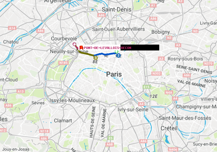 plan itinéraire ratp de La Chapelle à Pont de Levallois-Bécon