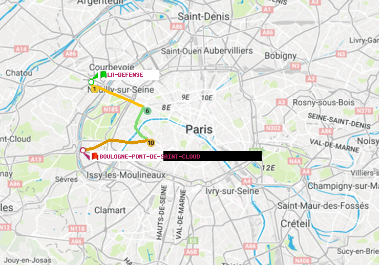 plan itinéraire ratp de La Défense (Grande Arche) à Boulogne Pont de Saint-Cloud