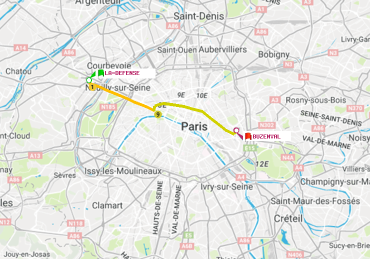plan itinéraire ratp de La Défense (Grande Arche) à Buzenval