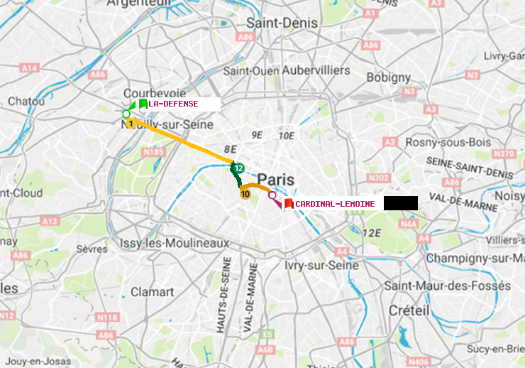 plan itinéraire ratp de La Défense (Grande Arche) à Cardinal-Lemoine