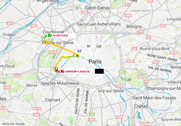 plan itinéraire ratp de La Défense (Grande Arche) à Chardon-Lagache