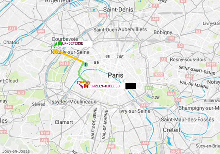 plan itinéraire ratp de La Défense (Grande Arche) à Charles Michels