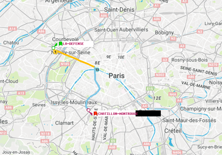 plan itinéraire ratp de La Défense (Grande Arche) à Châtillon Montrouge