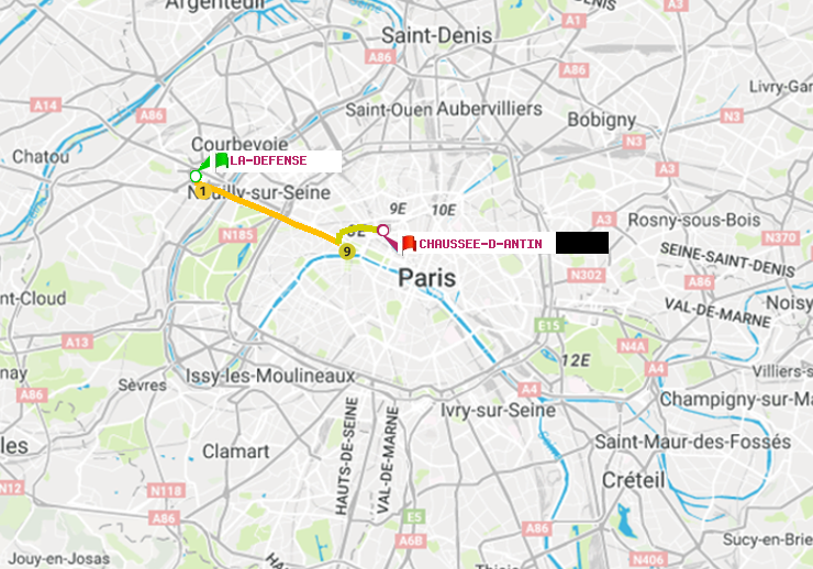 plan itinéraire ratp de La Défense (Grande Arche) à Chaussée d