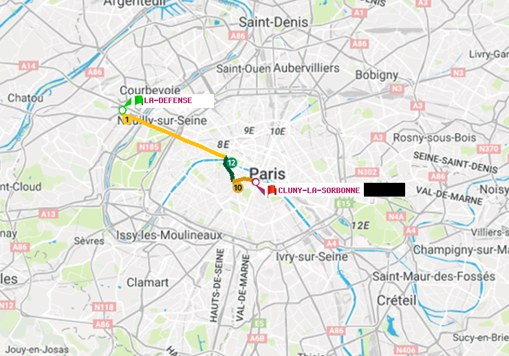 plan itinéraire ratp de La Défense (Grande Arche) à Cluny-La Sorbonne