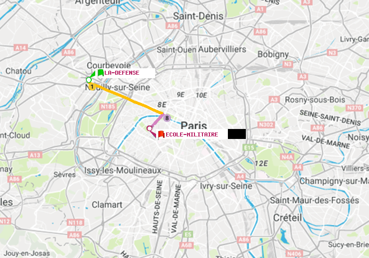 plan itinéraire ratp de La Défense (Grande Arche) à Ecole Militaire