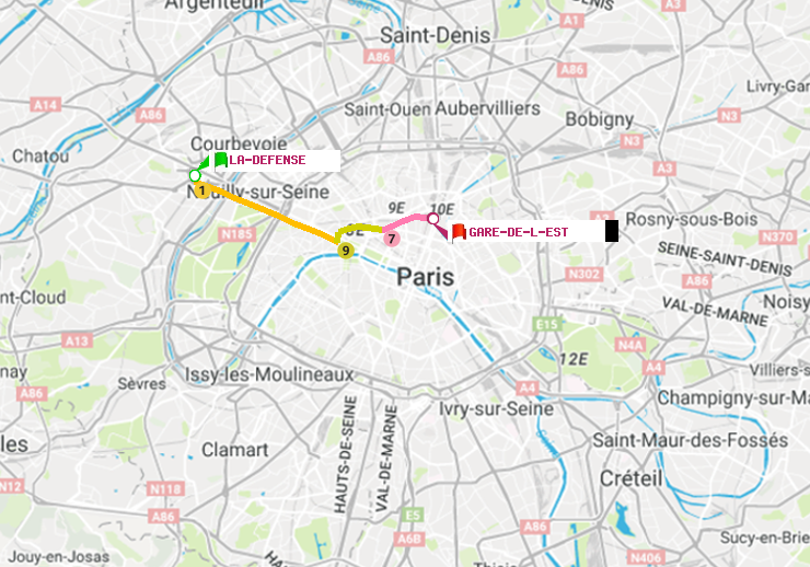 plan itinéraire ratp de La Défense (Grande Arche) à Gare de l