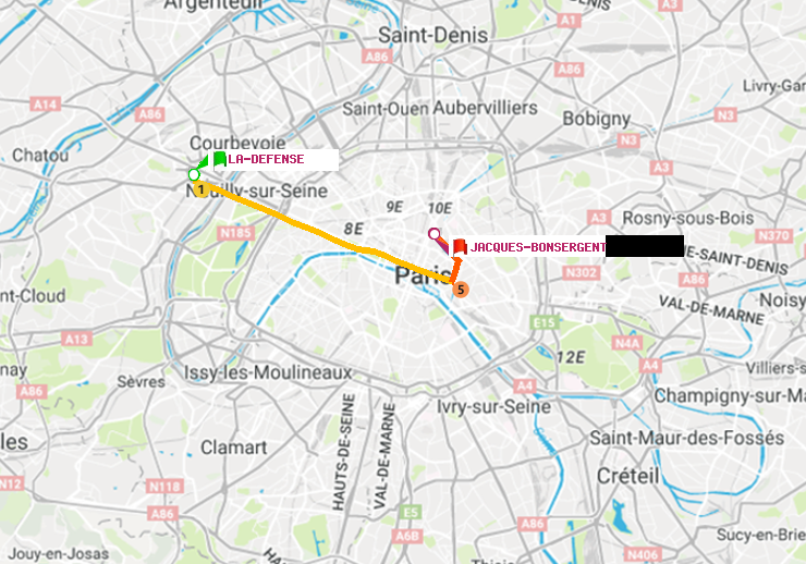 plan itinéraire ratp de La Défense (Grande Arche) à Jacques-Bonsergent