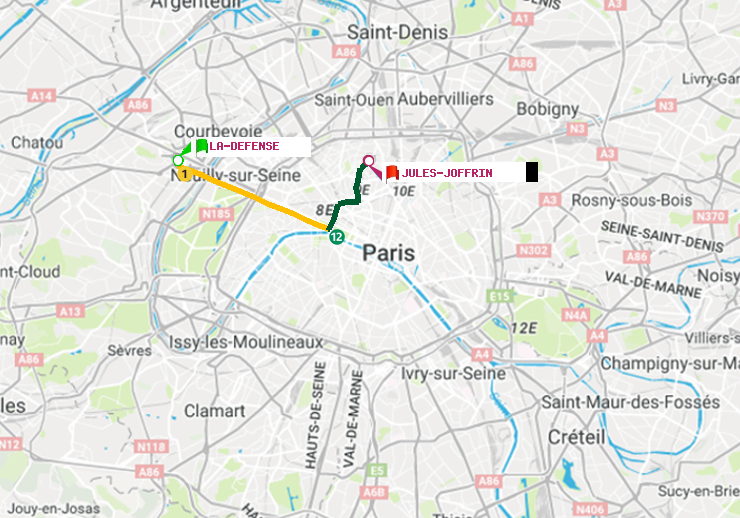 plan itinéraire ratp de La Défense (Grande Arche) à Jules Joffrin