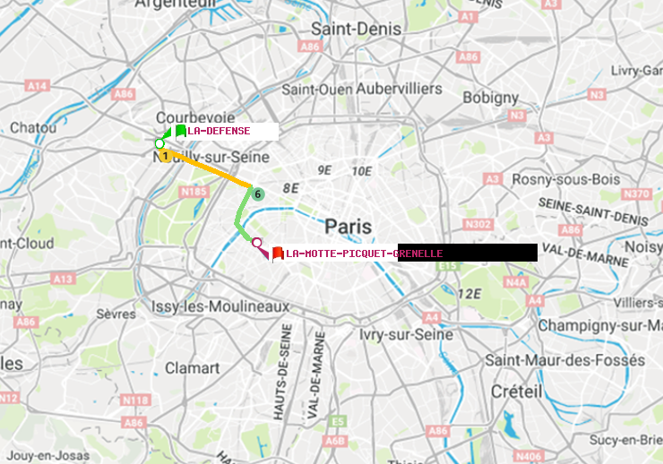 plan itinéraire ratp de La Défense (Grande Arche) à La Motte-Picquet-Grenelle