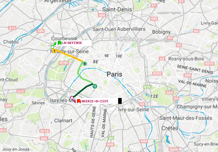 plan itinéraire ratp de La Défense (Grande Arche) à Mairie d
