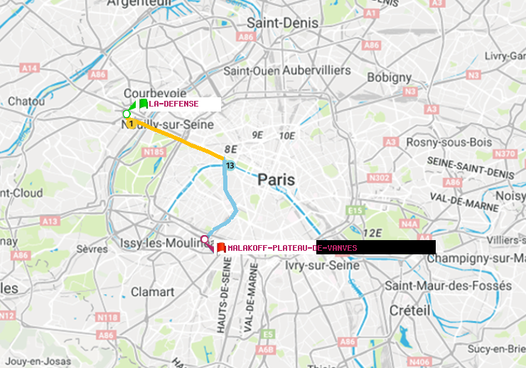 plan itinéraire ratp de La Défense (Grande Arche) à Malakoff-Plateau de Vanves