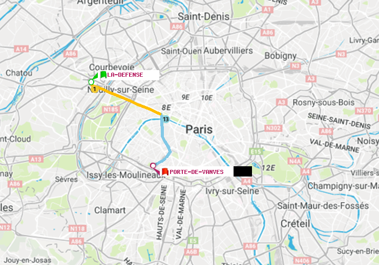 plan itinéraire ratp de La Défense (Grande Arche) à Porte de Vanves