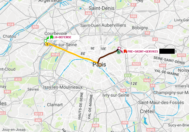 plan itinéraire ratp de La Défense (Grande Arche) à Pré-Saint-Gervais