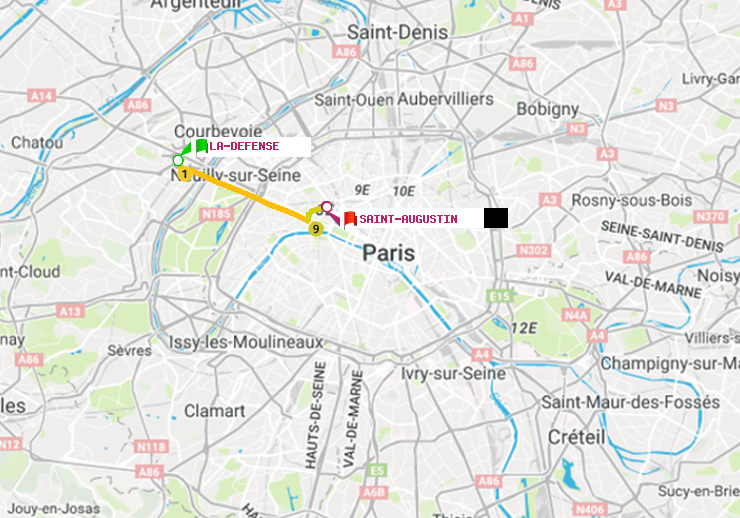 plan itinéraire ratp de La Défense (Grande Arche) à Saint-Augustin