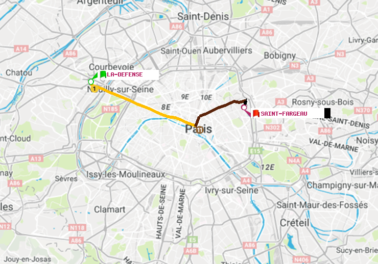 plan itinéraire ratp de La Défense (Grande Arche) à Saint-Fargeau