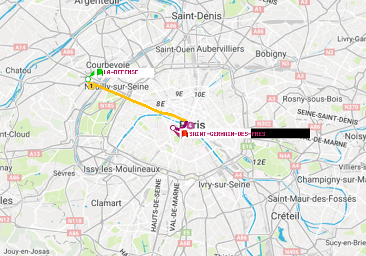 plan itinéraire ratp de La Défense (Grande Arche) à Saint-Germain des Prés