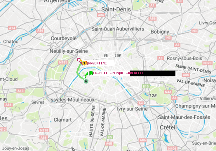 plan itinéraire ratp de La Motte-Picquet-Grenelle à Argentine