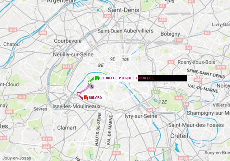 plan itinéraire ratp de La Motte-Picquet-Grenelle à Balard