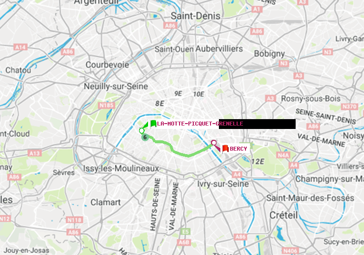 plan itinéraire ratp de La Motte-Picquet-Grenelle à Bercy