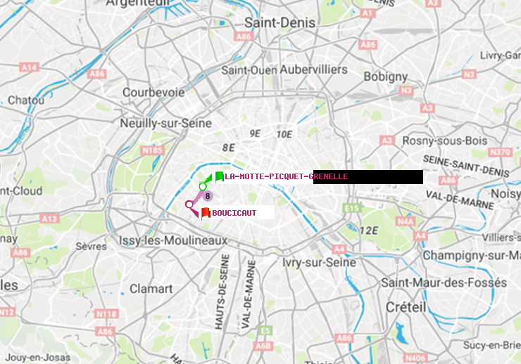 plan itinéraire ratp de La Motte-Picquet-Grenelle à Boucicaut