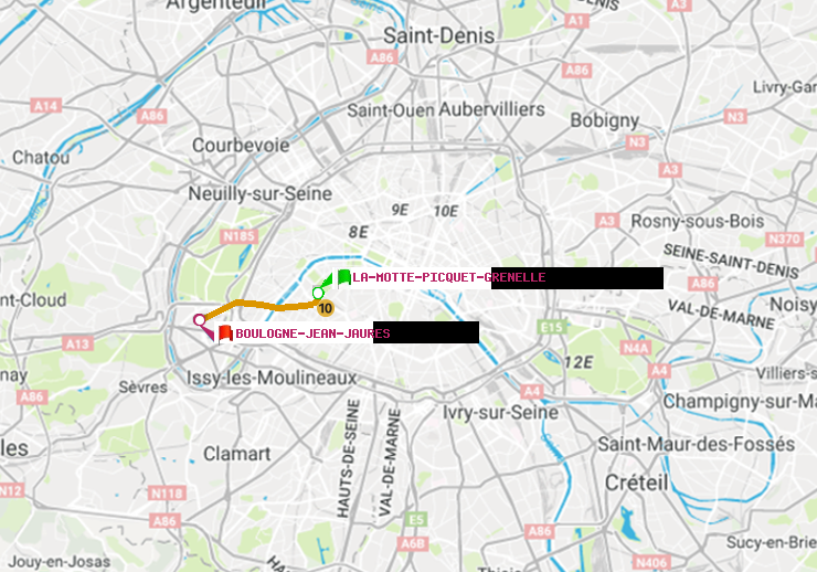 plan itinéraire ratp de La Motte-Picquet-Grenelle à Boulogne-Jean-Jaurès