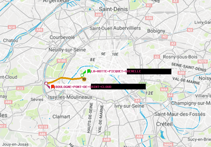 plan itinéraire ratp de La Motte-Picquet-Grenelle à Boulogne Pont de Saint-Cloud