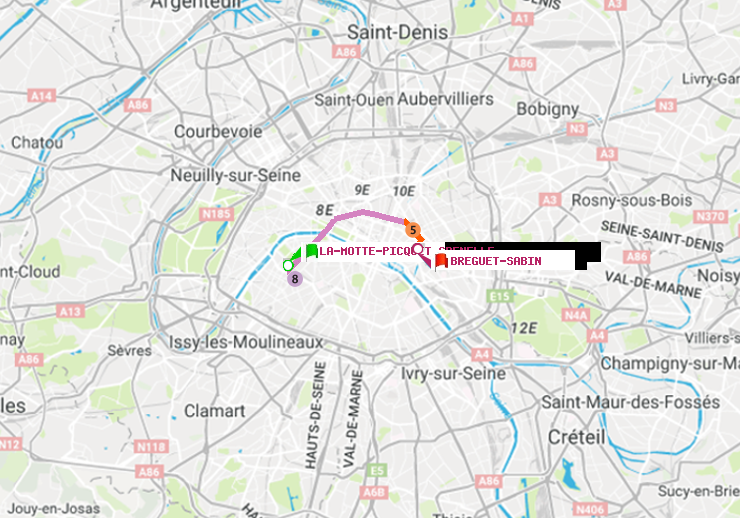 plan itinéraire ratp de La Motte-Picquet-Grenelle à Bréguet-Sabin