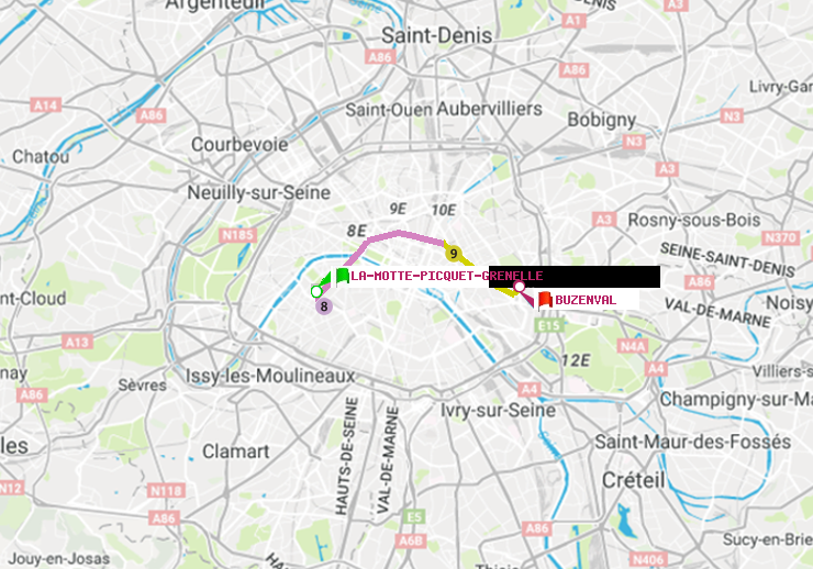 plan itinéraire ratp de La Motte-Picquet-Grenelle à Buzenval