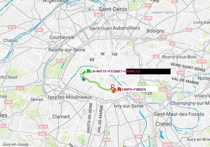 plan itinéraire ratp de La Motte-Picquet-Grenelle à Campo-Formio