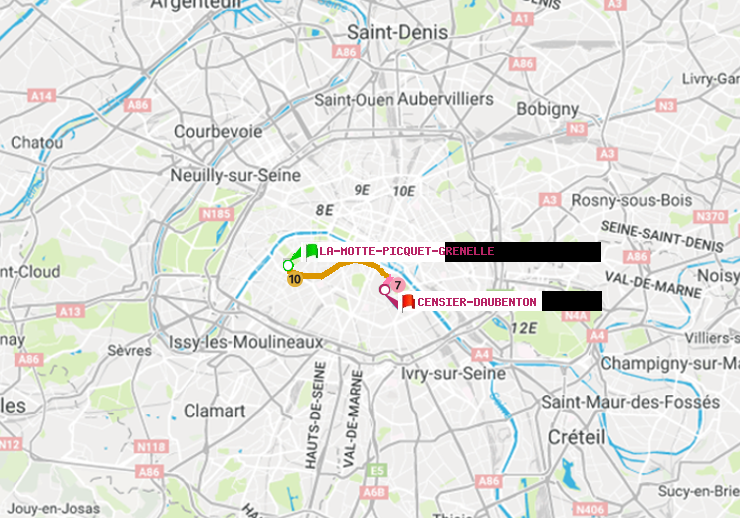 plan itinéraire ratp de La Motte-Picquet-Grenelle à Censier-Daubenton