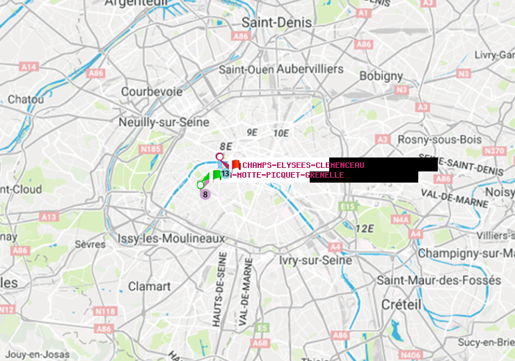 plan itinéraire ratp de La Motte-Picquet-Grenelle à Champs-Elysées-Clémenceau