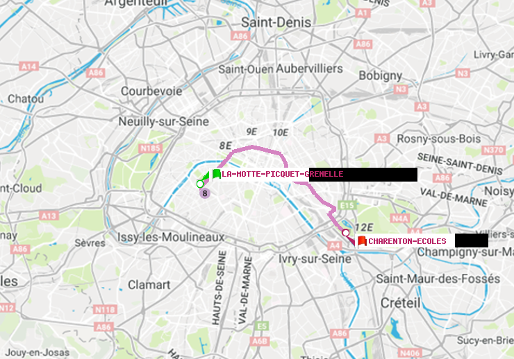 plan itinéraire ratp de La Motte-Picquet-Grenelle à Charenton-Ecoles