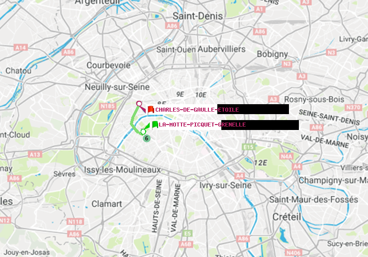 plan itinéraire ratp de La Motte-Picquet-Grenelle à Charles de Gaulle-Etoile