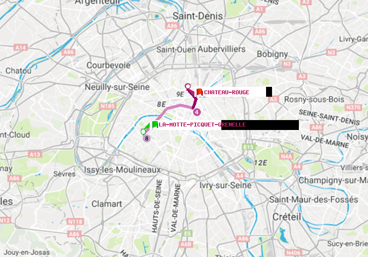plan itinéraire ratp de La Motte-Picquet-Grenelle à Château Rouge