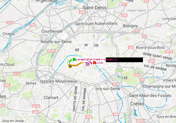 plan itinéraire ratp de La Motte-Picquet-Grenelle à Cité