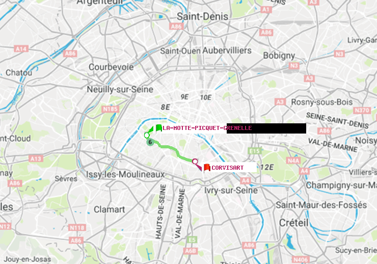 plan itinéraire ratp de La Motte-Picquet-Grenelle à Corvisart