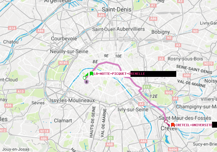 plan itinéraire ratp de La Motte-Picquet-Grenelle à Créteil-Université