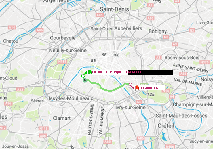 plan itinéraire ratp de La Motte-Picquet-Grenelle à Dugommier