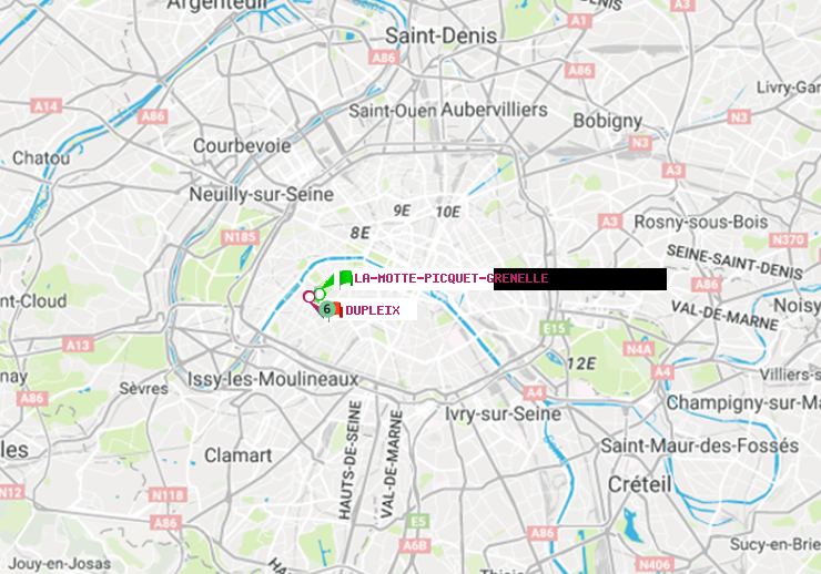 plan itinéraire ratp de La Motte-Picquet-Grenelle à Dupleix
