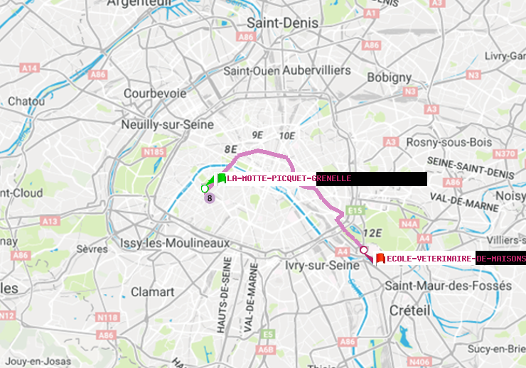 plan itinéraire ratp de La Motte-Picquet-Grenelle à Ecole Vétérinaire de Maisons-Alfort