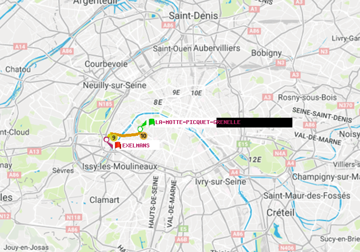 plan itinéraire ratp de La Motte-Picquet-Grenelle à Exelmans