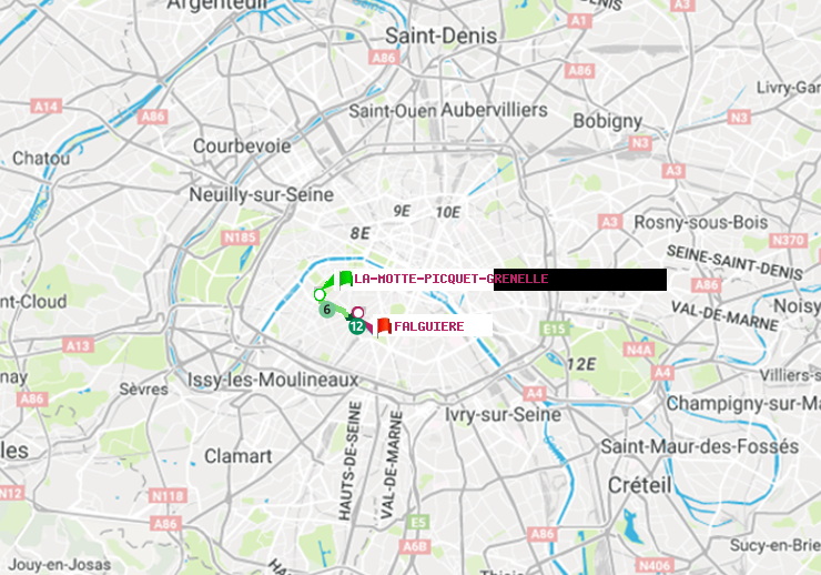 plan itinéraire ratp de La Motte-Picquet-Grenelle à Falguière