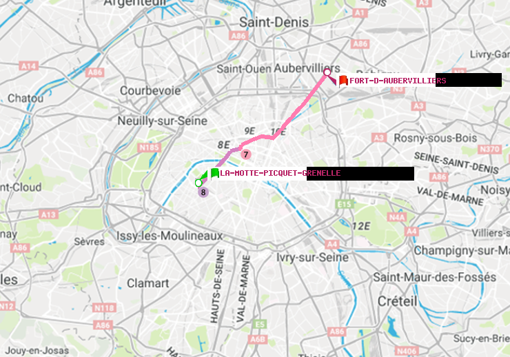 plan itinéraire ratp de La Motte-Picquet-Grenelle à Fort d