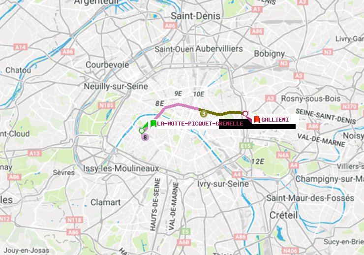 plan itinéraire ratp de La Motte-Picquet-Grenelle à Gallieni (Parc de Bagnolet)